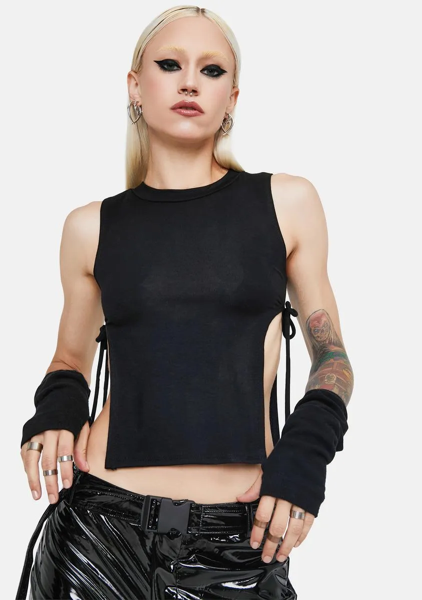 Noir Let You In Side Slit Tank Top sold by Dolls Kill