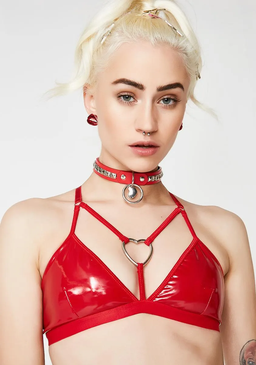 Hot Love Bite Vinyl Bra sold by Dolls Kill