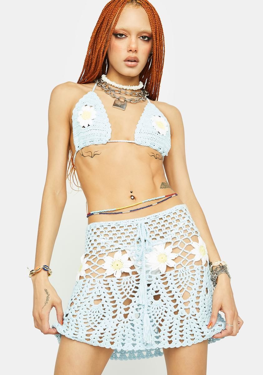 Daisy Chaser Crochet Skirt Set sold by Dolls Kill