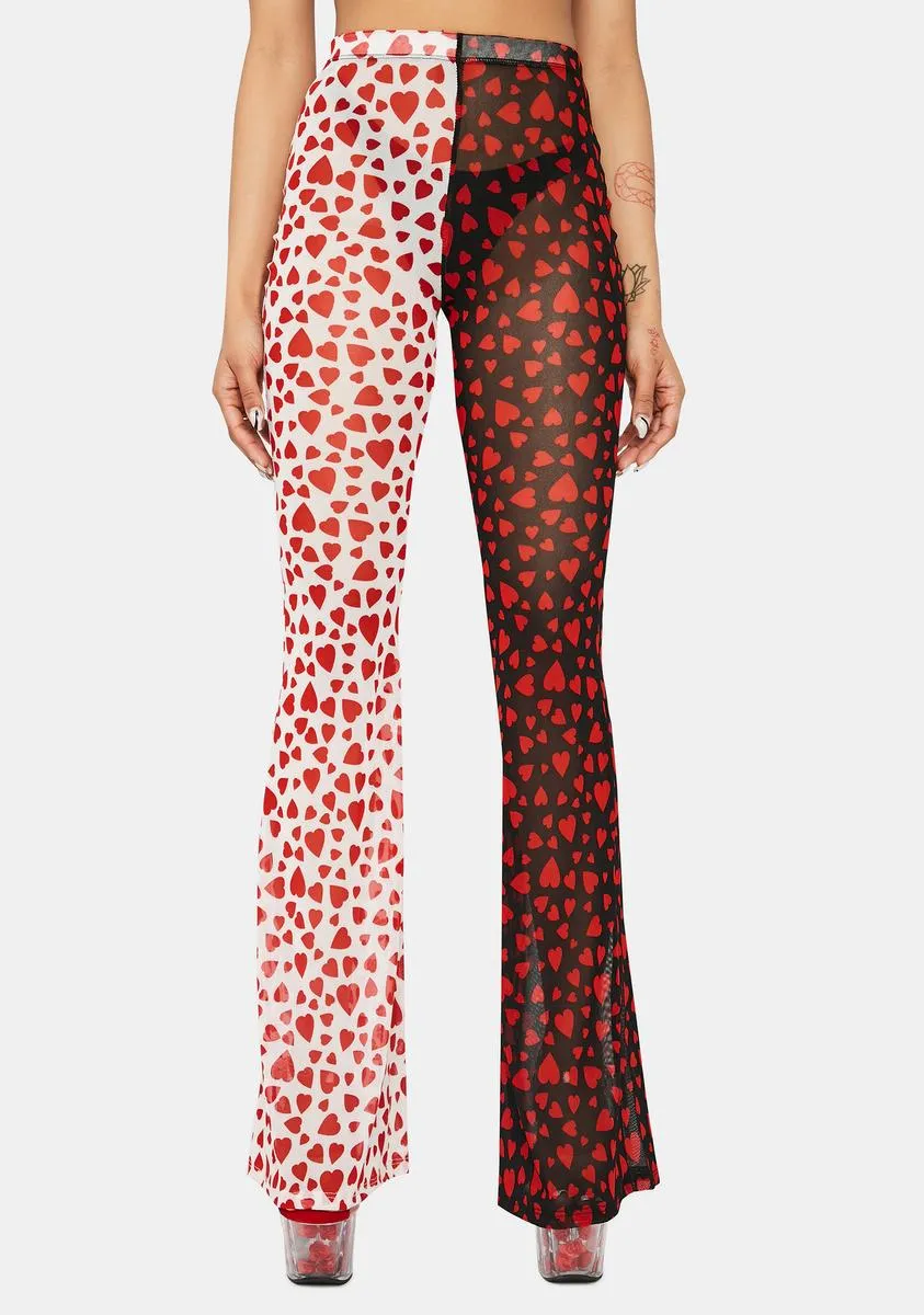 Two Of Hearts Mesh Flare Pants sold by Dolls Kill