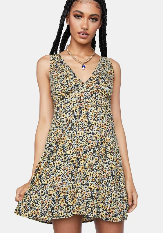 Spring Ditsy Yellow Enslee Mini Dress sold by Dolls Kill