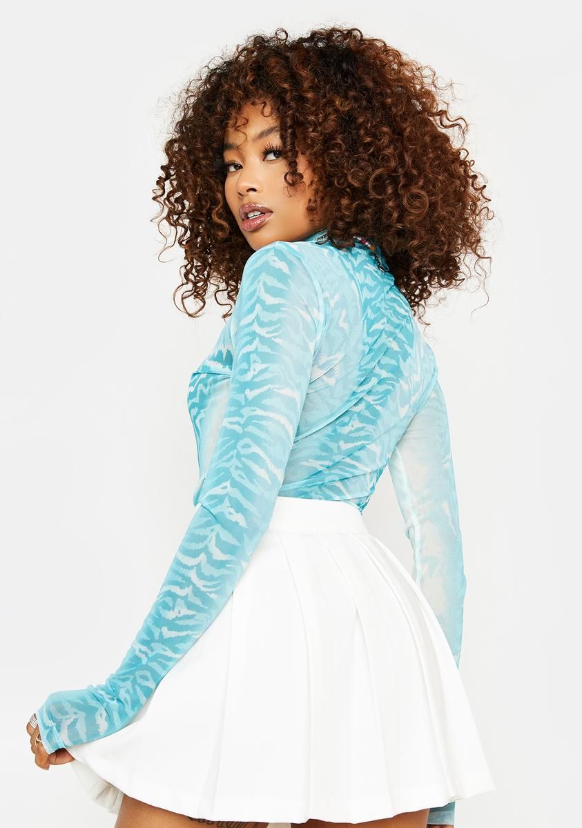 Aqua Zebra Zadie Power Mesh Top sold by Dolls Kill product image thumbnail 4