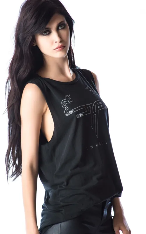 Inhalin' Sleeveless Tee made by Lip Service