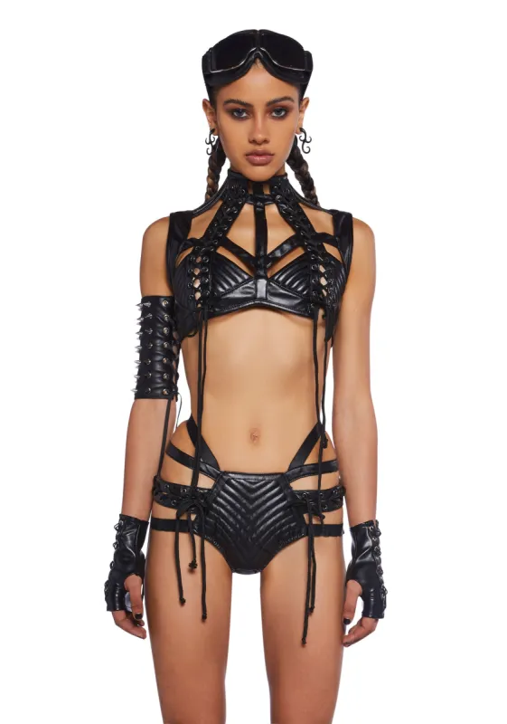 Rude Awakening Harness Bra Top - Black sold by Dolls Kill