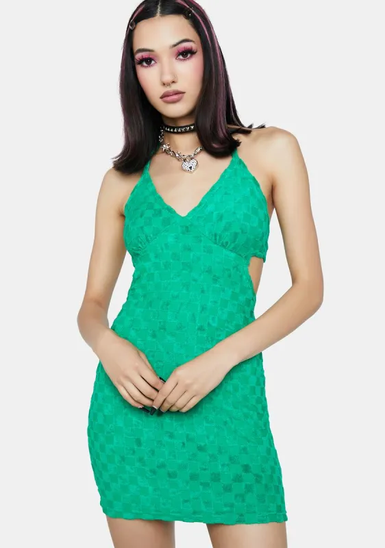 Green Checkered Mini Dress sold by Dolls Kill