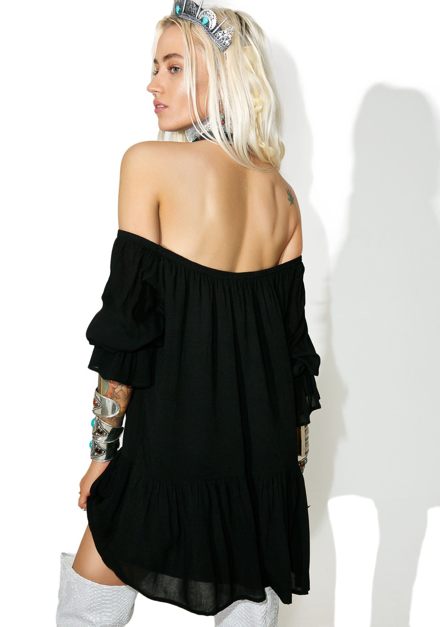 Onyx Stevie Off-Shoulder Dress sold by Dolls Kill product image thumbnail 4