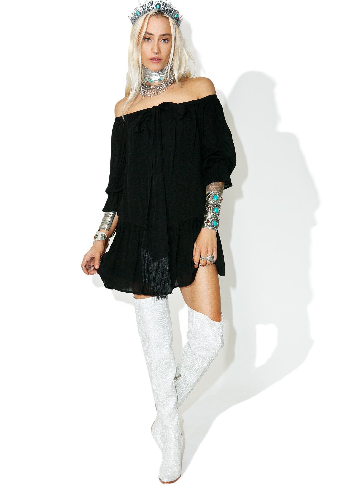 Onyx Stevie Off-Shoulder Dress sold by Dolls Kill product image thumbnail 5