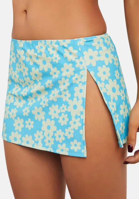 Retro Daisy Blue Sibita Mini Skirt sold by Dolls Kill