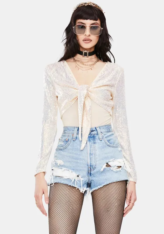 Opal Glam Moment Sequin Top And Mesh Bodysuit Set sold by Dolls Kill