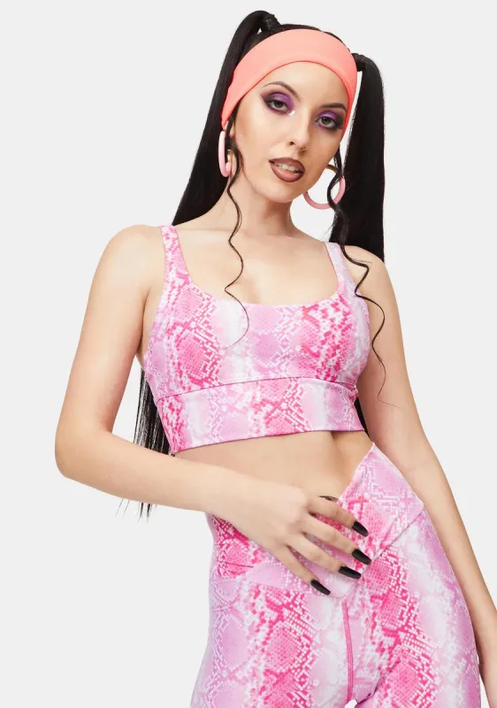 Fuchsia Snake Leah Sports Bra sold by Dolls Kill