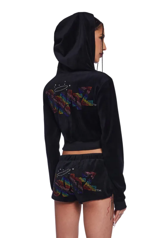 Keep It Glossy Velour Jacket - Rainbow sold by Dolls Kill
