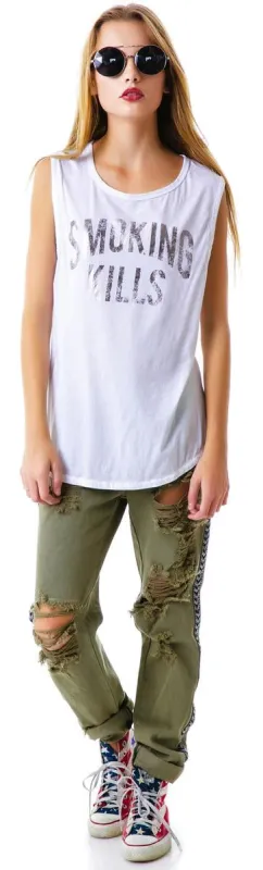 Smoking Kills Sleeveless Tee sold by Dolls Kill