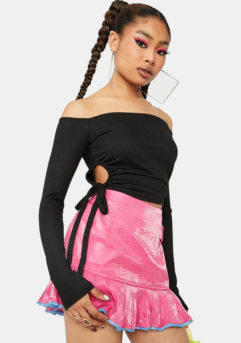 So Self Confident Off Shoulder Crop Top sold by Dolls Kill