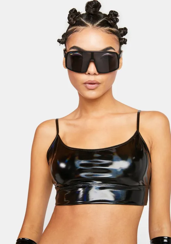 Onyx Louder Now Holographic Crop Tank sold by Dolls Kill