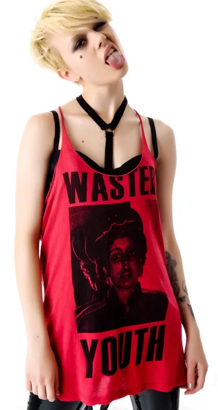Wasted Youth Tie Back Tank sold by Dolls Kill