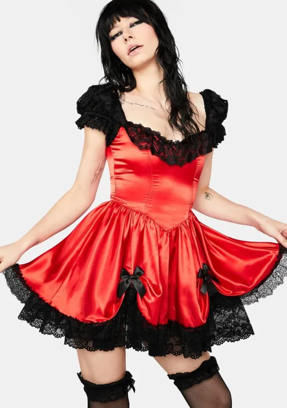 Fiery Bad Meets Evil Satin Mini Dress sold by Dolls Kill