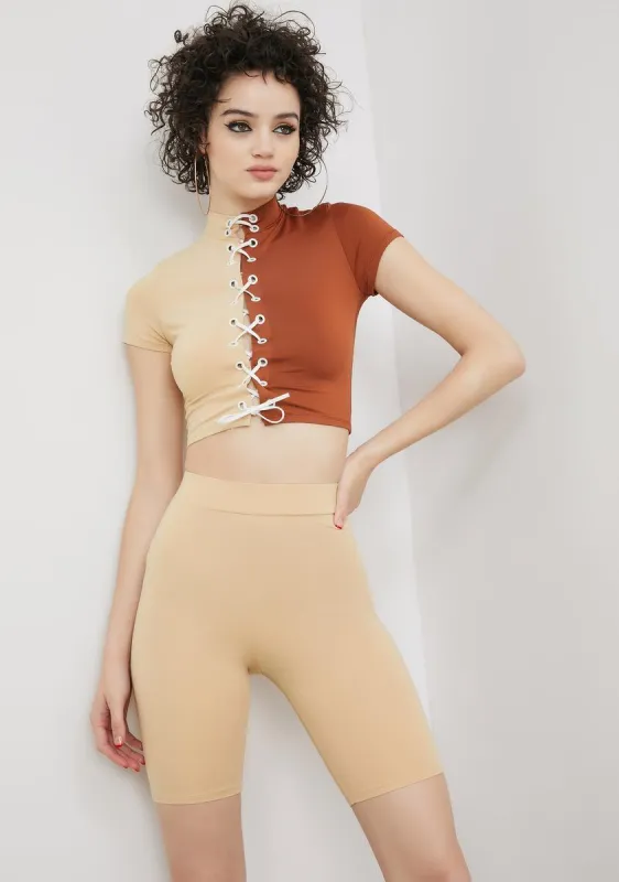 Natural Street Queen Lace-Up Colorblock Set sold by Dolls Kill