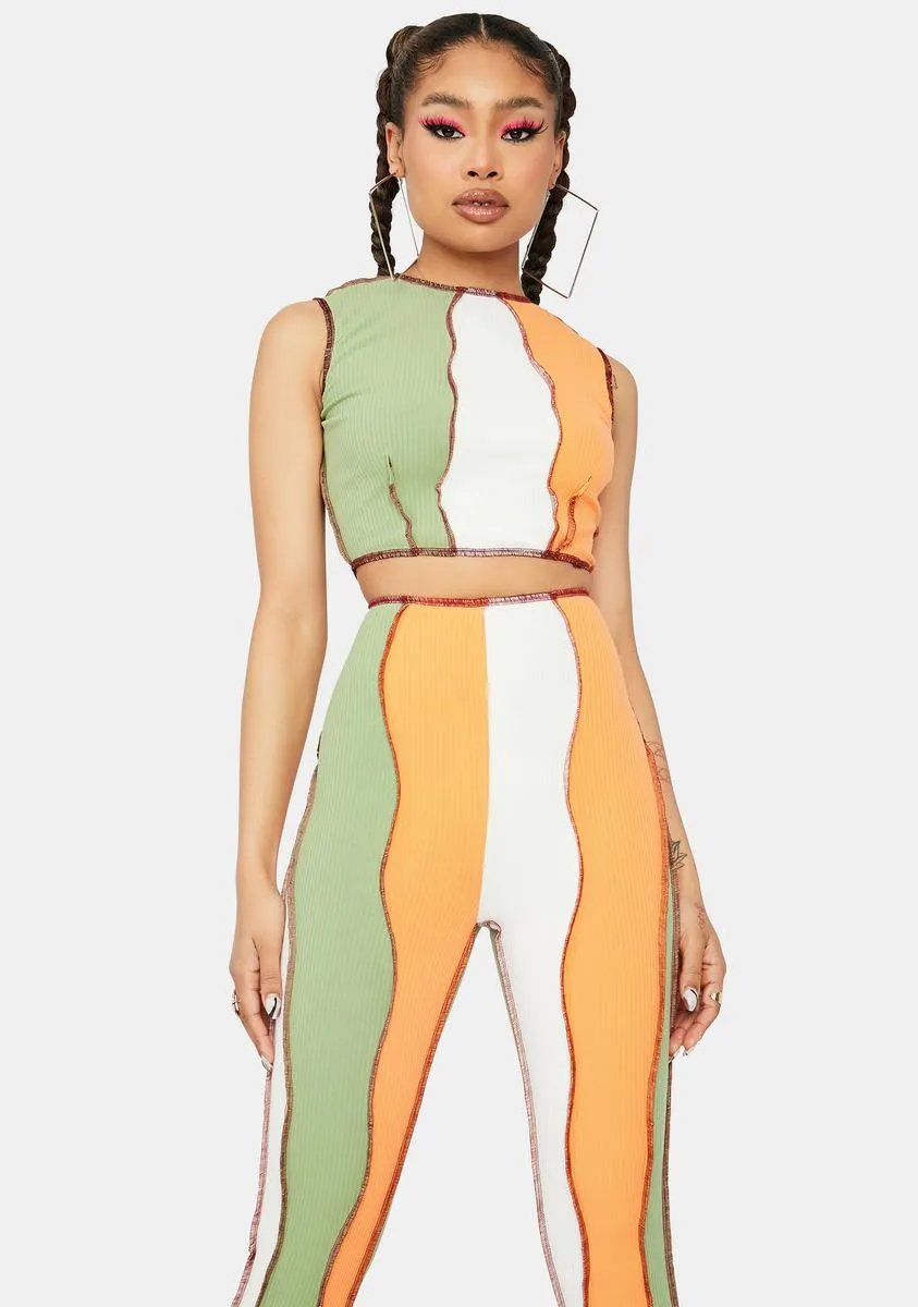 Sashay Away Colorblock Panel Pants Set sold by Dolls Kill