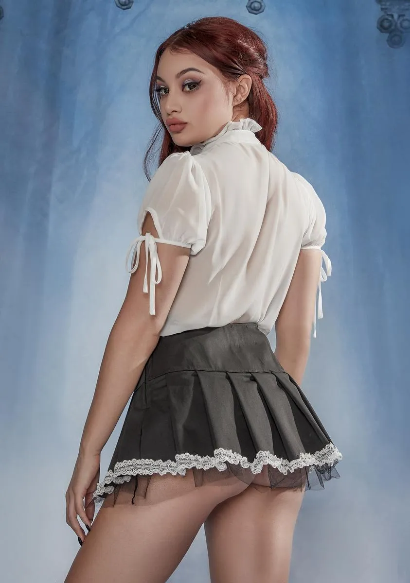 Coquettish Creature Lace Ruffle Blouse sold by Dolls Kill product image thumbnail 4