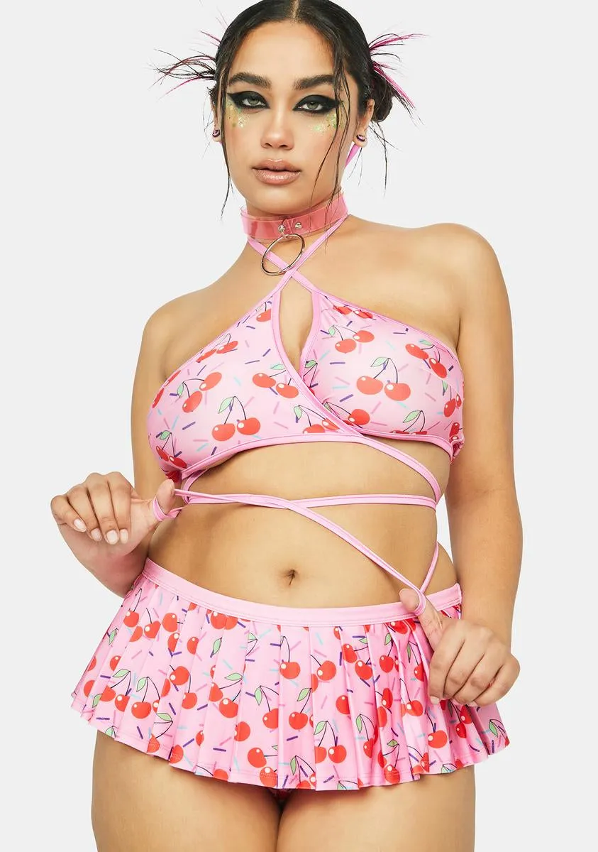 Plus Cherrylicious Pleated Skirt Set sold by Dolls Kill