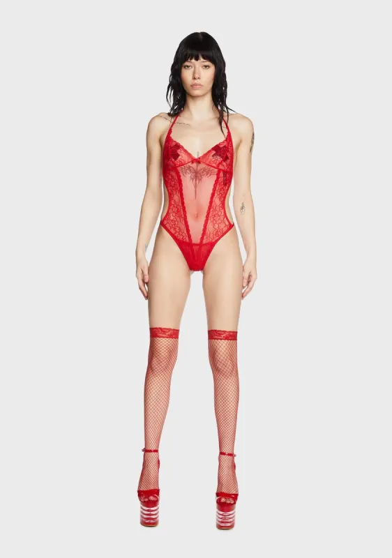 Hot Get To The Point Lace Bodysuit sold by Dolls Kill