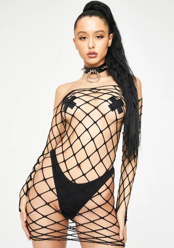 Your Eyes Only Fishnet Dress made by Dolls Kill