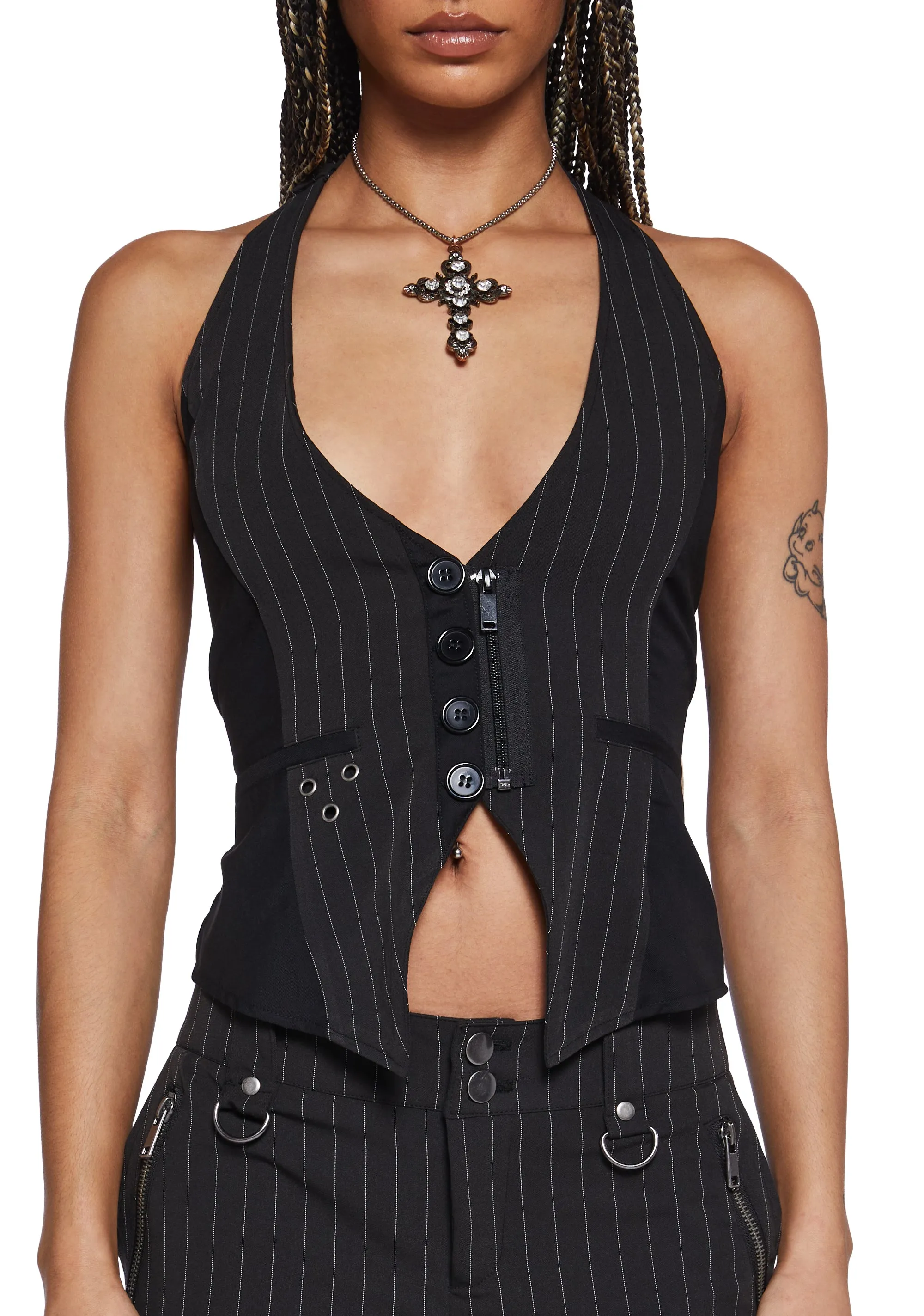 Heather Pinstripe Vest sold by Dolls Kill product image thumbnail 5