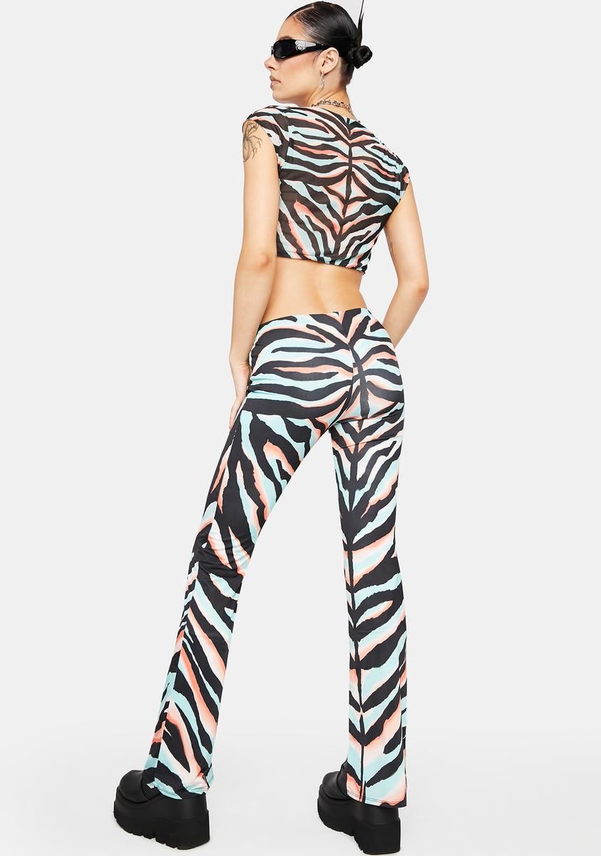 Teal Zebra Irena Flare Pants sold by Dolls Kill product image thumbnail 4
