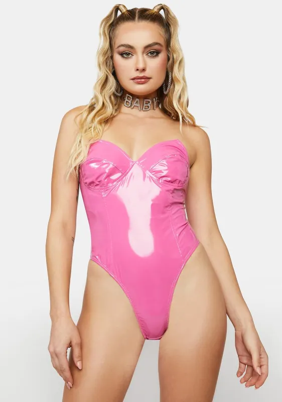 Pink Vinyl Bodysuit sold by Dolls Kill