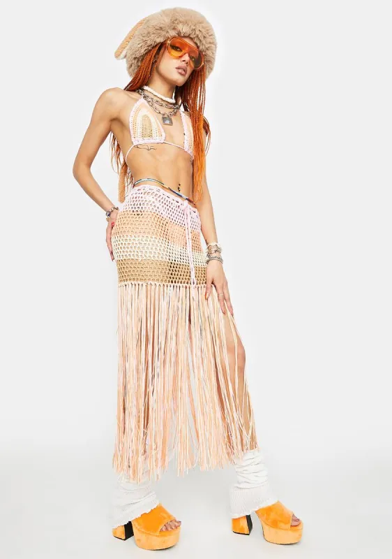 Warmer Nights Fringe Skirt Set sold by Dolls Kill