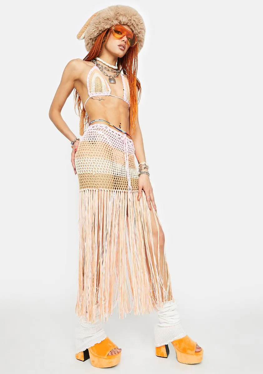 Warmer Nights Fringe Skirt Set sold by Dolls Kill
