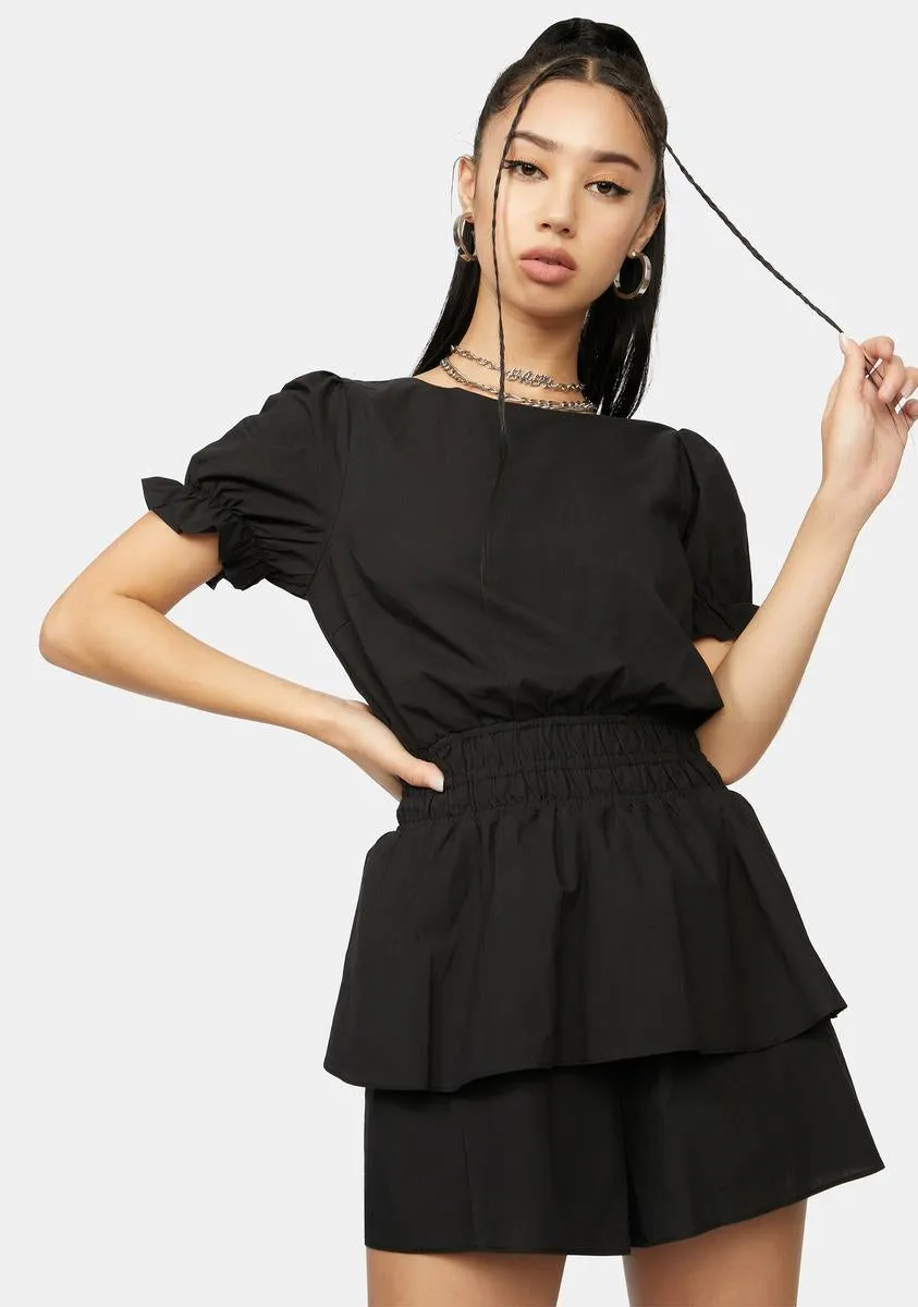 Found Treasures Puff Sleeves Romper sold by Dolls Kill