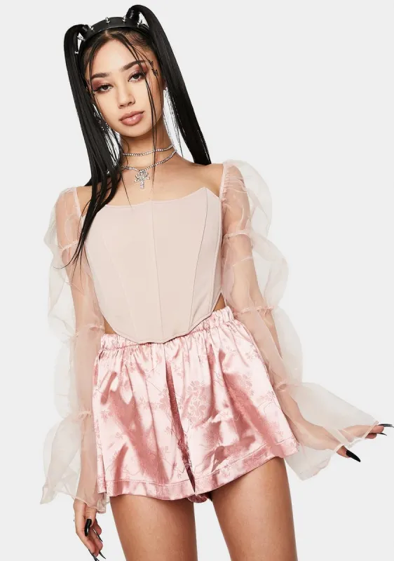 Blush Statement Sleeve Corset Top sold by Dolls Kill