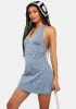 Denim Swirl Halter Mini Dress sold by Dolls Kill