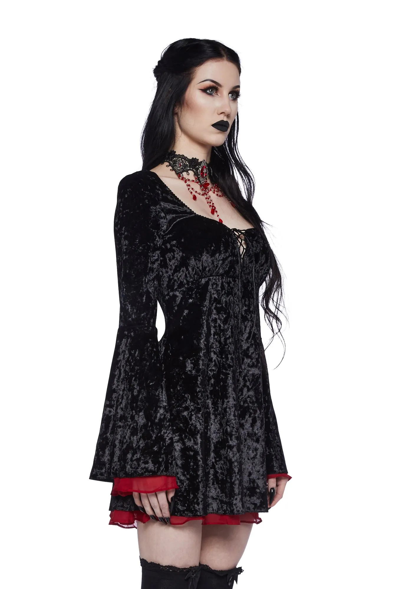 Gothic Beauty Velvet Mini Dress sold by Dolls Kill product image thumbnail 3