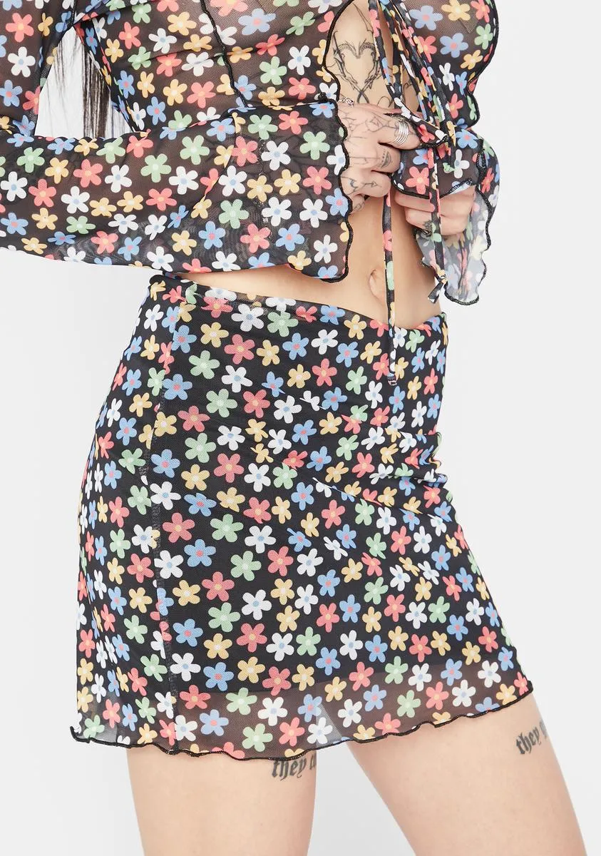 Black Multi Floral Mini Skirt sold by Dolls Kill