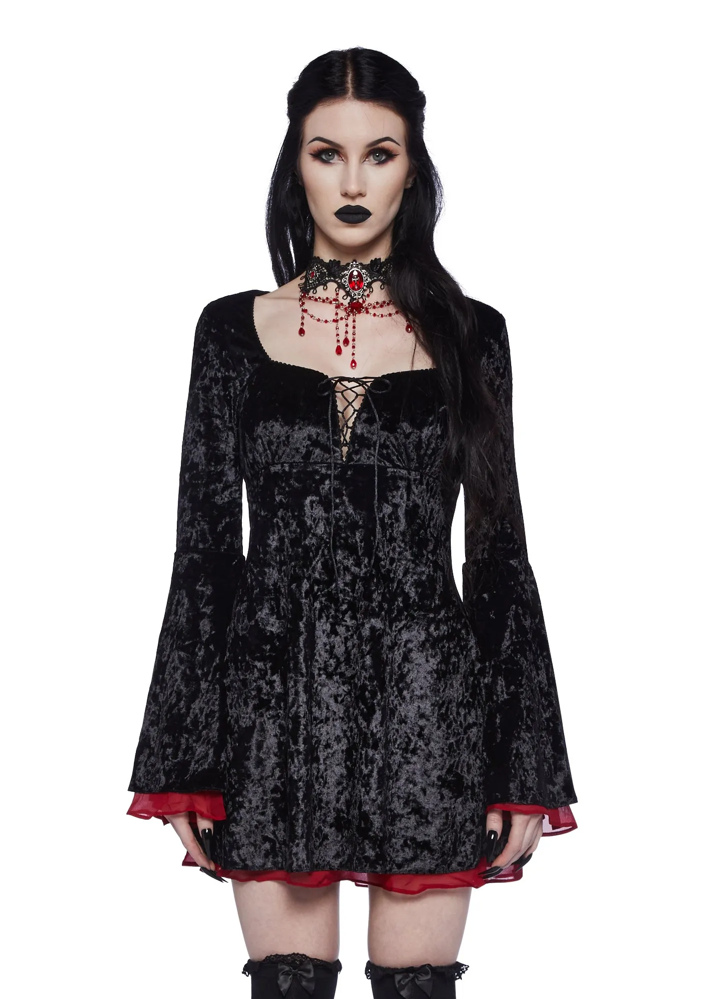 Gothic Beauty Velvet Mini Dress sold by Dolls Kill