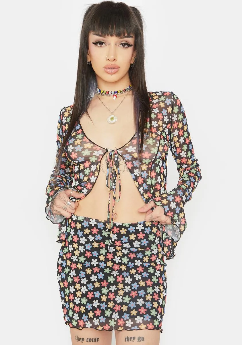 Black Multi Floral Mini Skirt sold by Dolls Kill product image thumbnail 2