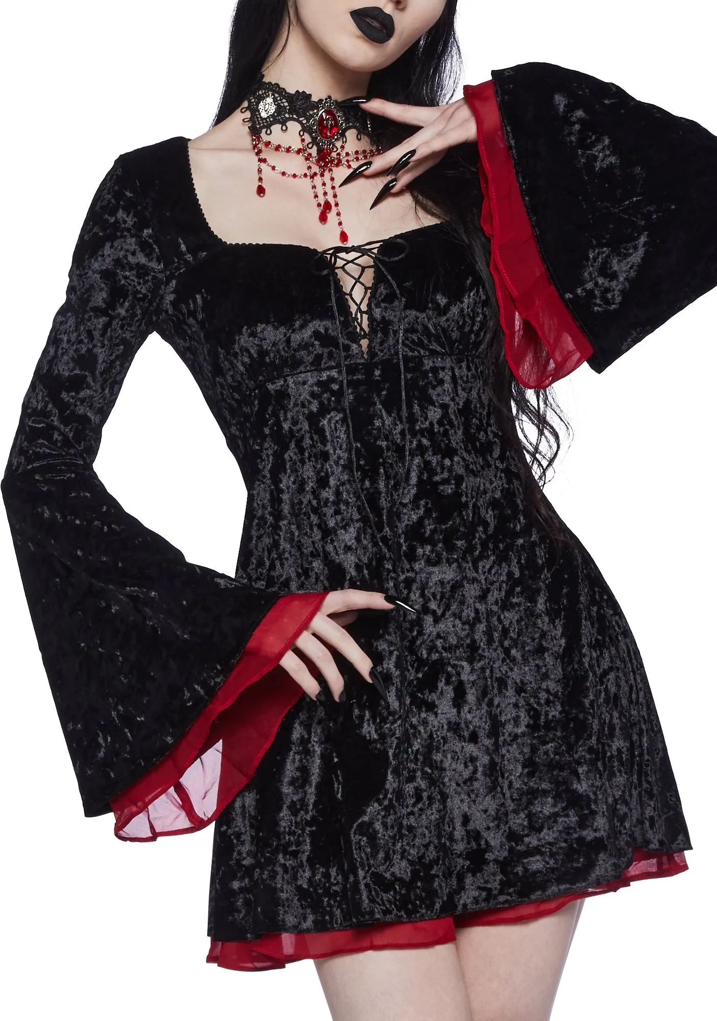 Gothic Beauty Velvet Mini Dress sold by Dolls Kill product image thumbnail 5