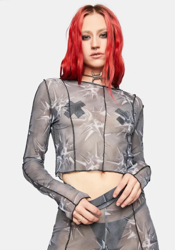 Voyager Mesh Crop Top made by Dolls Kill