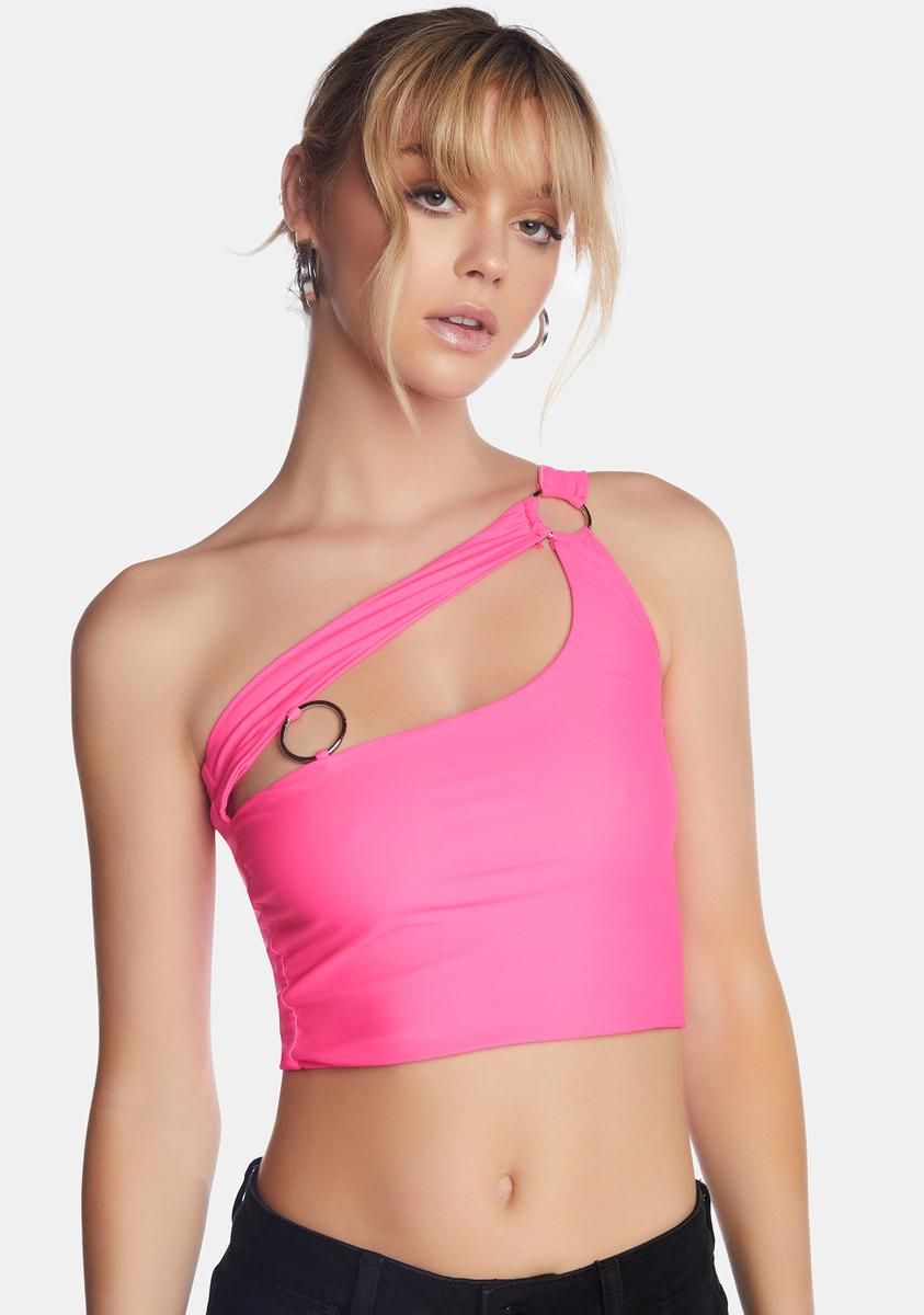 Pink Valuka One-Shoulder Top sold by Dolls Kill
