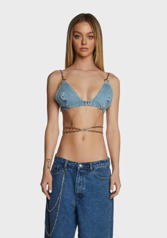 Gwen Denim Bralette sold by Dolls Kill