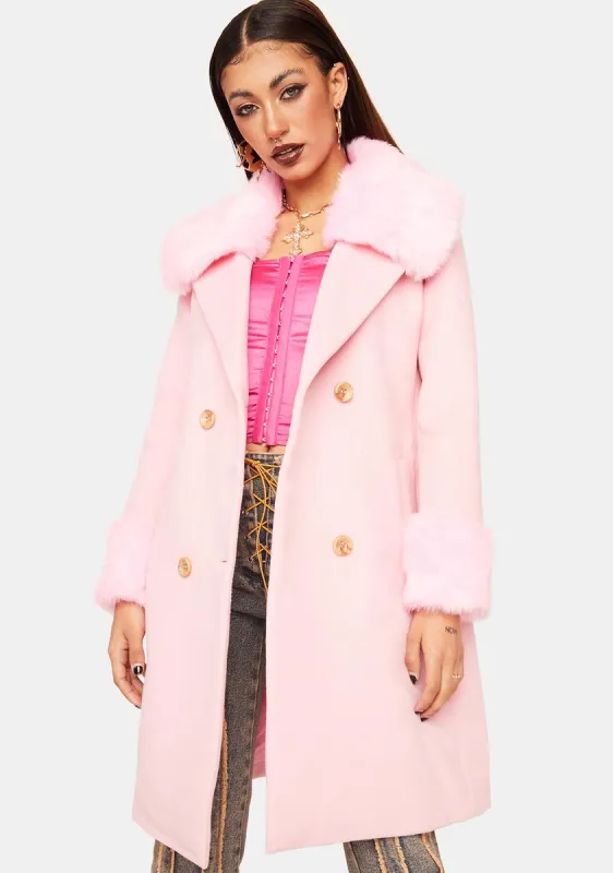 Open Up To Me Faux Fur Trench Coat sold by Dolls Kill