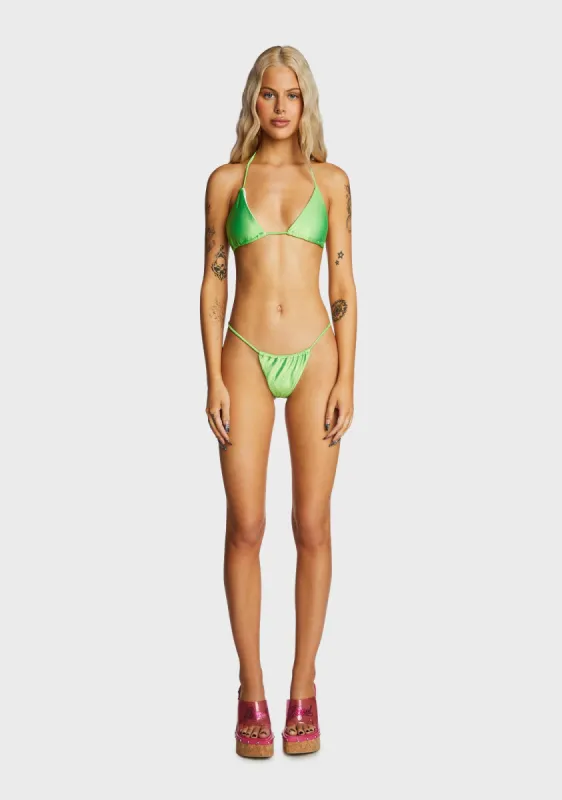 New At This Bikini Set - Green sold by Dolls Kill