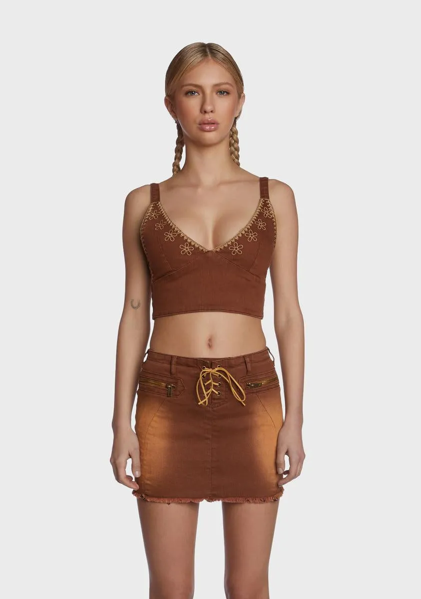 Acoustic Heartbeat Denim Crop Top sold by Dolls Kill