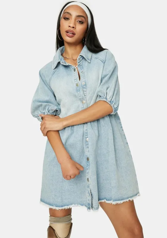 Chill Till You Make It Denim Babydoll Dress sold by Dolls Kill