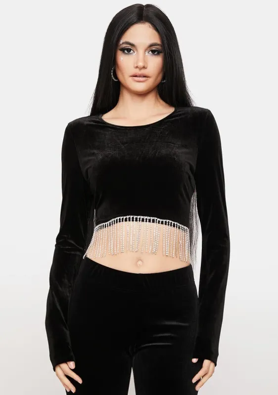 Do A Little Dance Velvet Crop Top sold by Dolls Kill