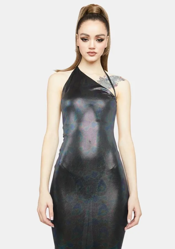 Wicked Fave Fan Hologram Maxi Dress sold by Dolls Kill