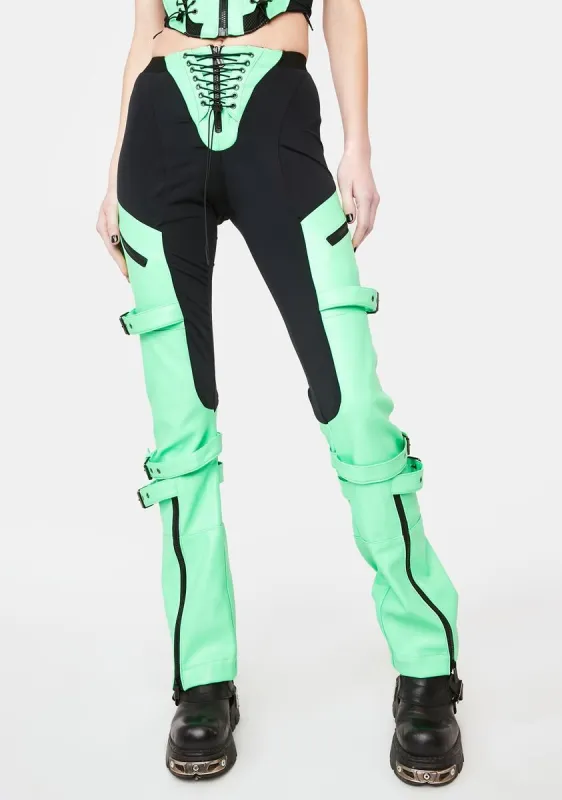 Green Speed Racer Buckle Pants sold by Dolls Kill