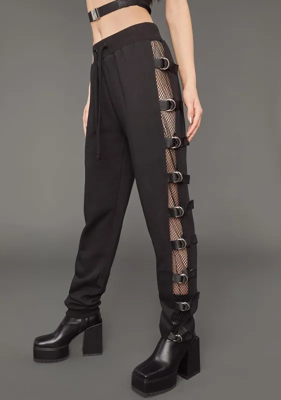 No Time To Waste Buckle Sweatpants sold by Dolls Kill